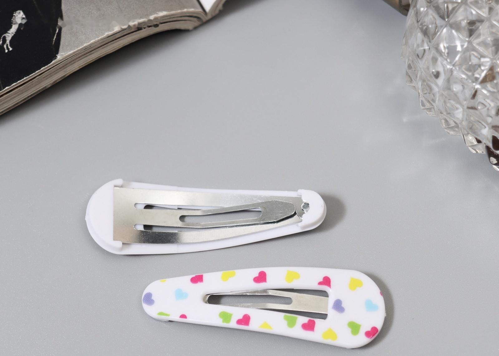 Невидимка для волос «Глория», набор 4 шт., сердца, 5 см