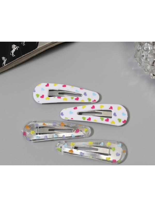 Невидимка для волос «Глория», набор 4 шт., сердца, 5 см