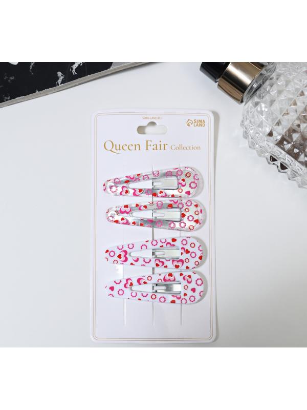 Невидимка для волос «Глория», набор 4 шт., любовь, 5 см