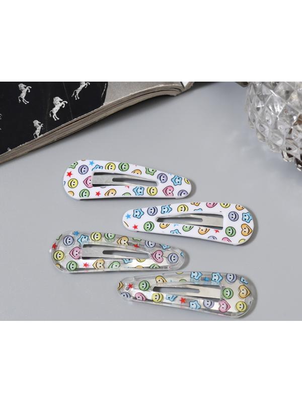 Невидимка для волос «Глория», набор 4 шт., улыбки, 5 см