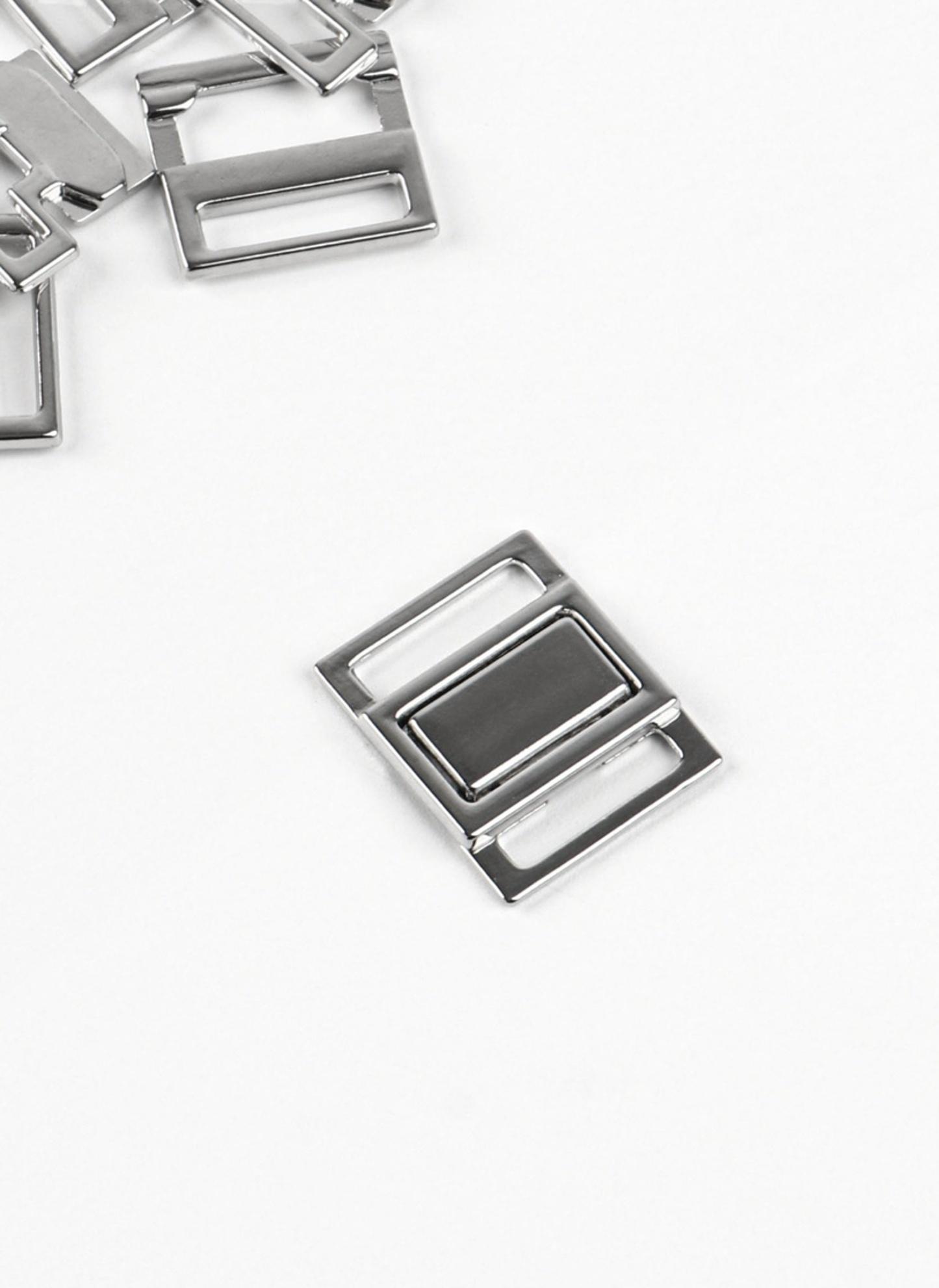 Застёжка для купальника, металлическая, 15 мм, 5 шт., цвет серебряный