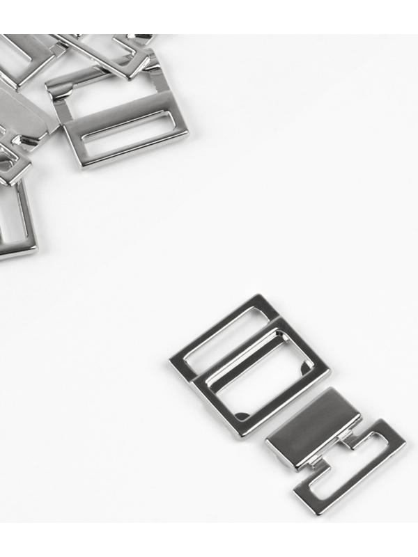 Застёжка для купальника, металлическая, 15 мм, 5 шт., цвет серебряный