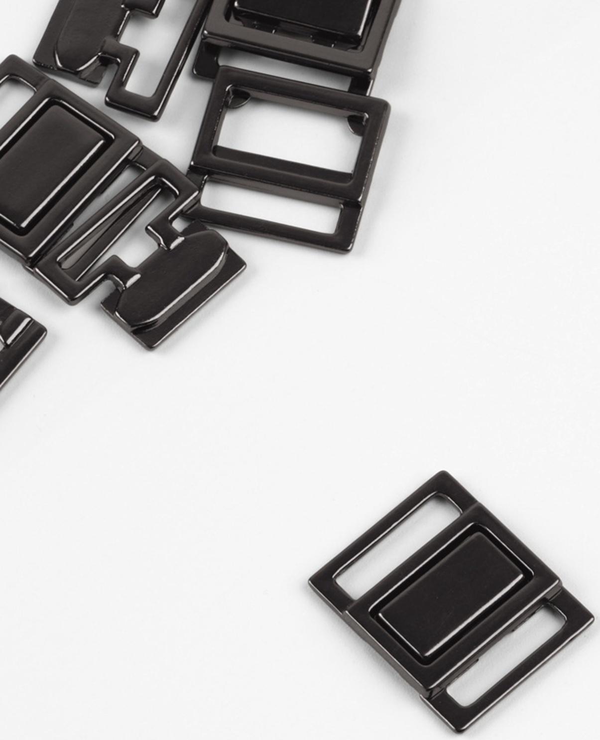 Застёжка для купальника, металлическая, 15 мм, 5 шт., цвет чёрный никель