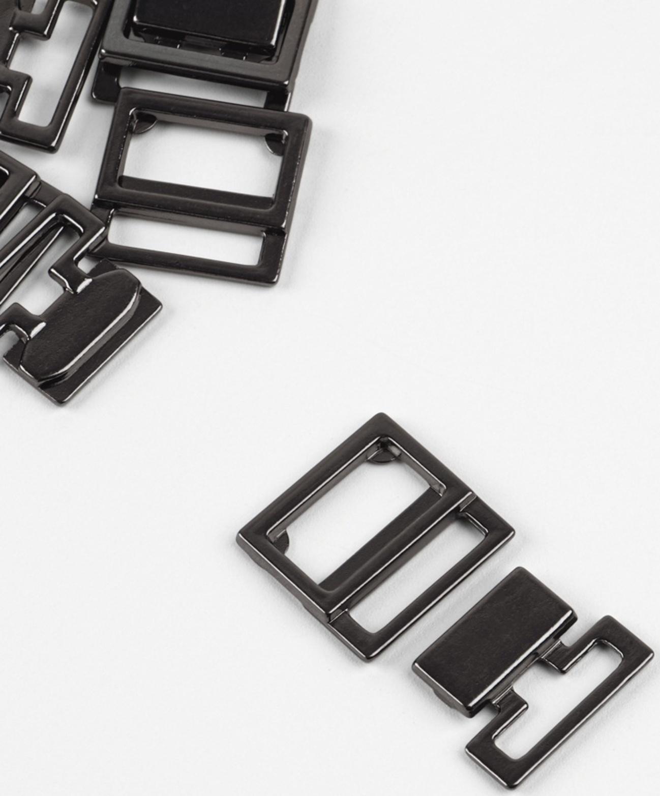 Застёжка для купальника, металлическая, 15 мм, 5 шт., цвет чёрный никель