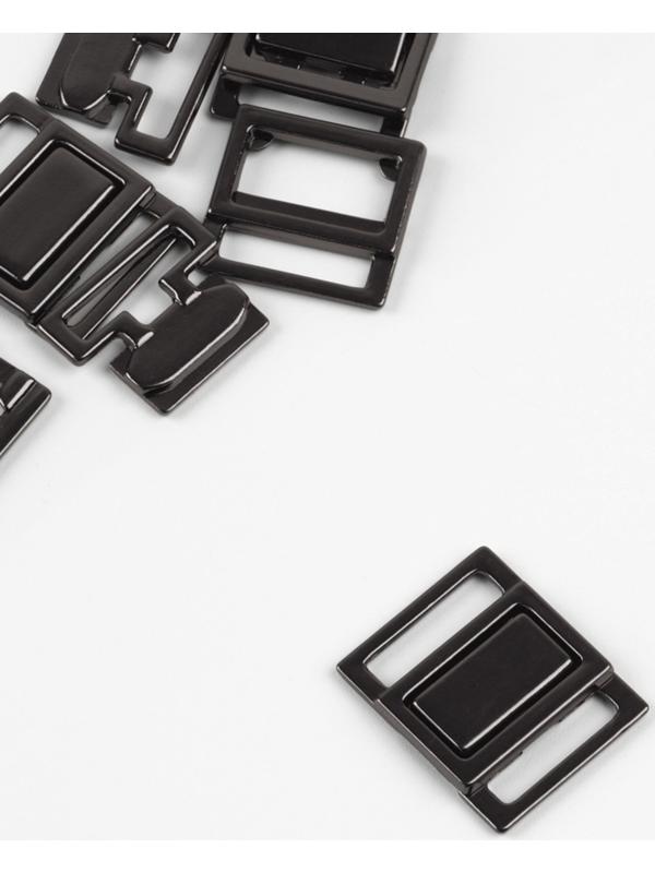 Застёжка для купальника, металлическая, 15 мм, 5 шт., цвет чёрный никель