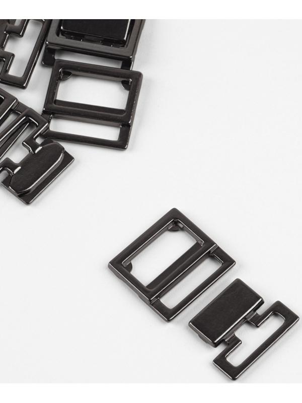 Застёжка для купальника, металлическая, 15 мм, 5 шт., цвет чёрный никель