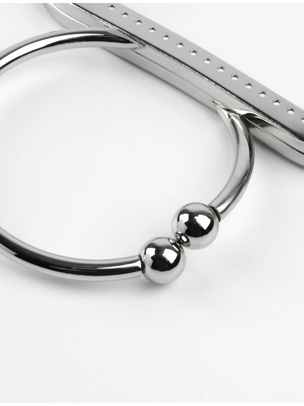 Фермуар пришивной, 12.5×7.5 см, с ручкой d=7.5×9 см, цвет серебряный