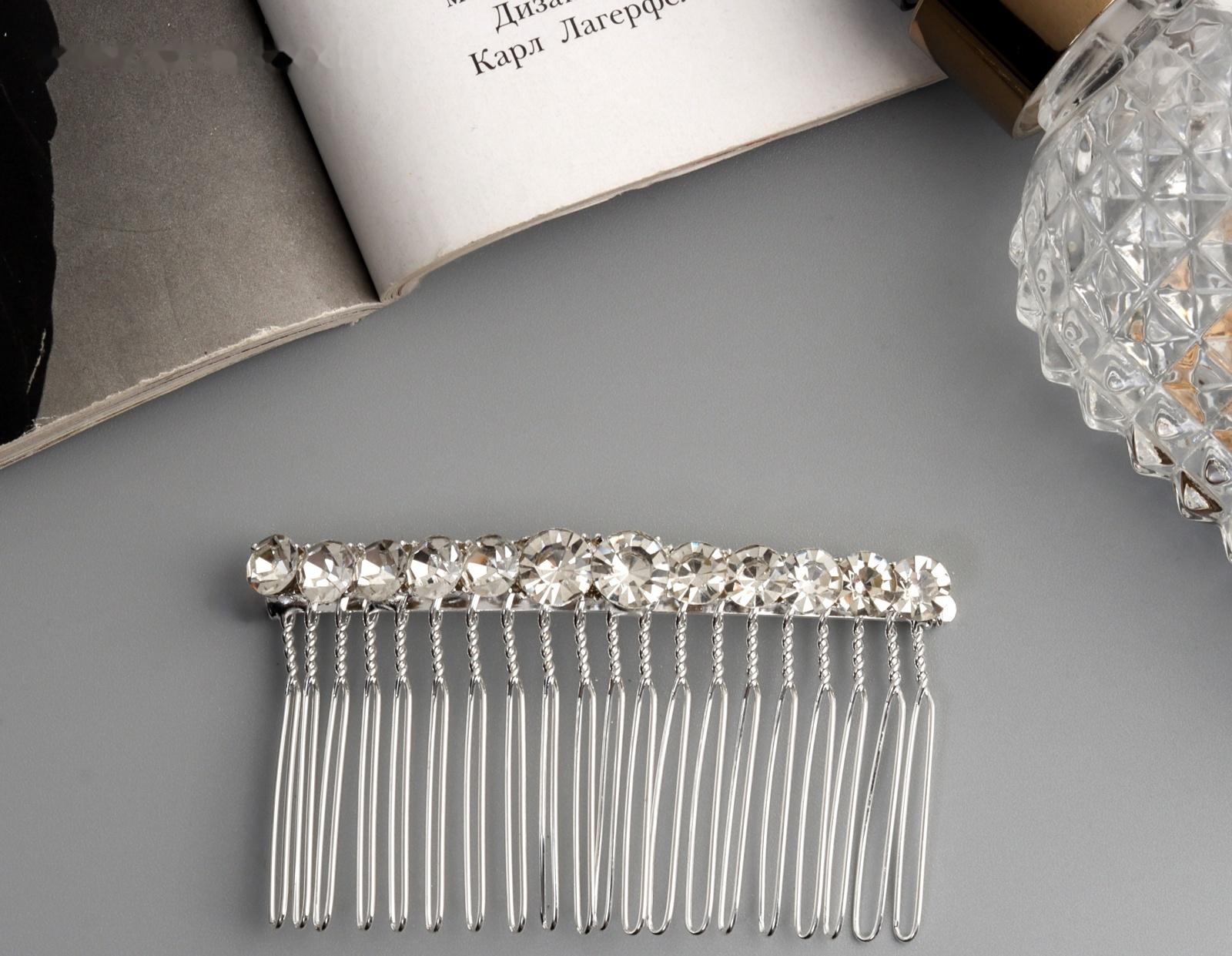 Гребень для волос QF «Медея», классика нить, 7.5×4 см, серебро