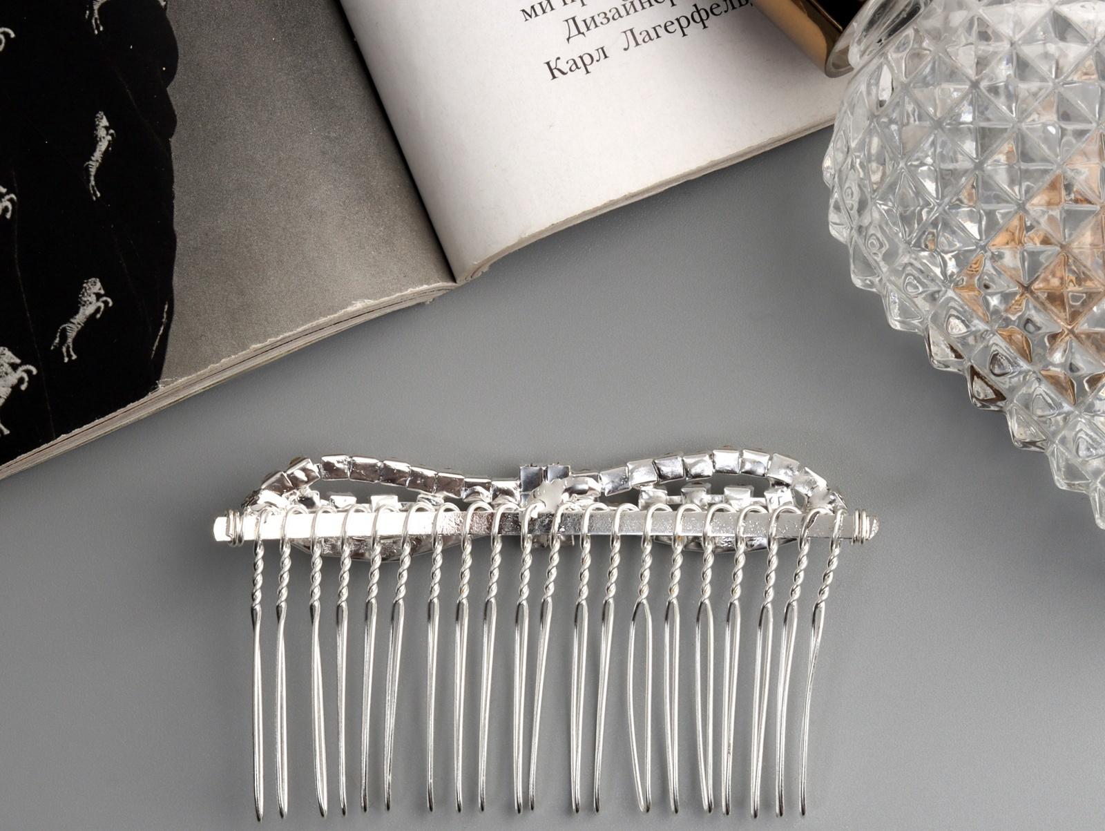 Гребень для волос QF «Медея», бант, 8×4 см, серебро