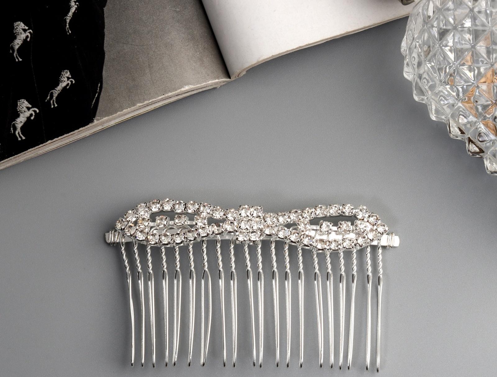 Гребень для волос QF «Медея», бант, 8×4 см, серебро