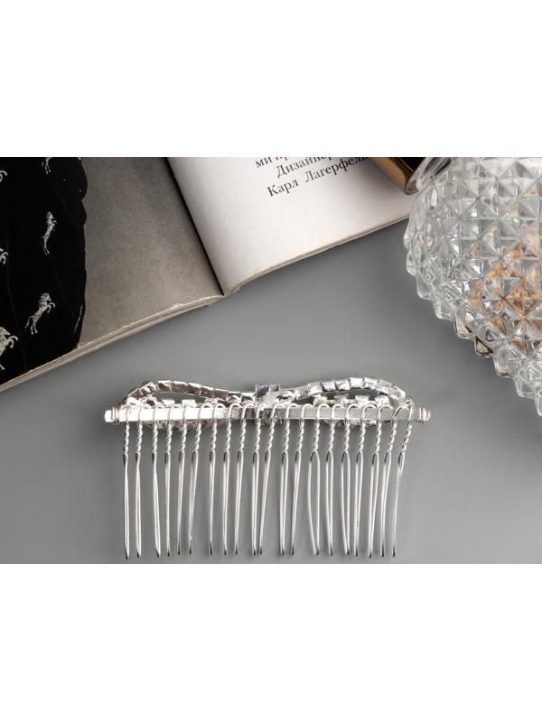 Гребень для волос QF «Медея», бант, 8×4 см, серебро