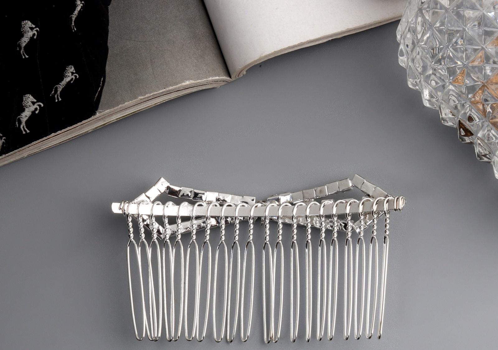 Гребень для волос QF «Медея», бант углы, 8×4 см, серебро