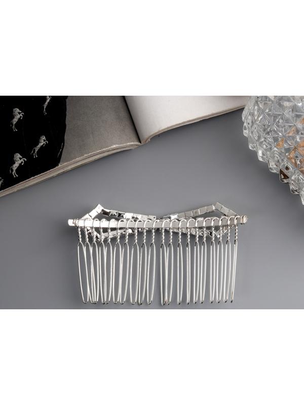 Гребень для волос QF «Медея», бант углы, 8×4 см, серебро