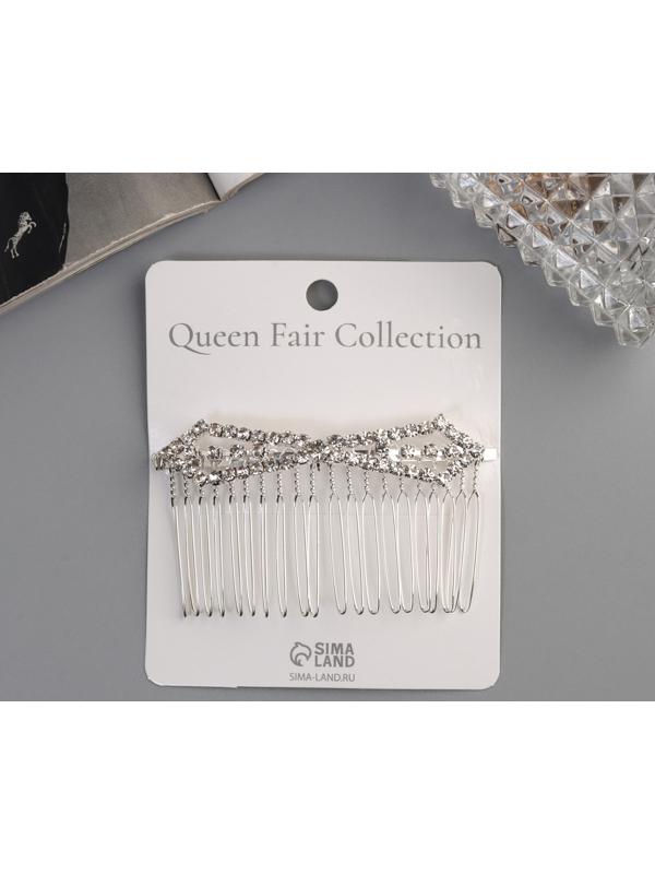 Гребень для волос QF «Медея», бант углы, 8×4 см, серебро