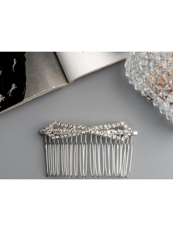 Гребень для волос QF «Медея», бант углы, 8×4 см, серебро