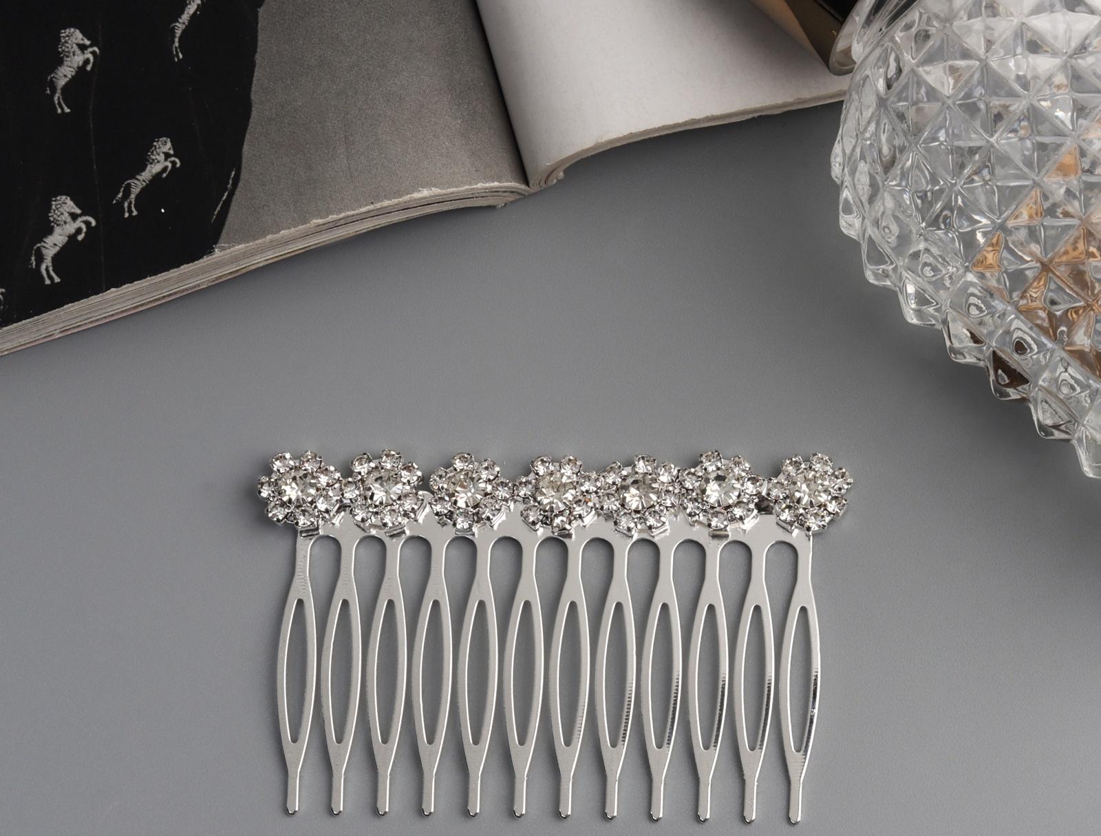 Гребень для волос QF «Медея», цветы, 7×4 см, серебро