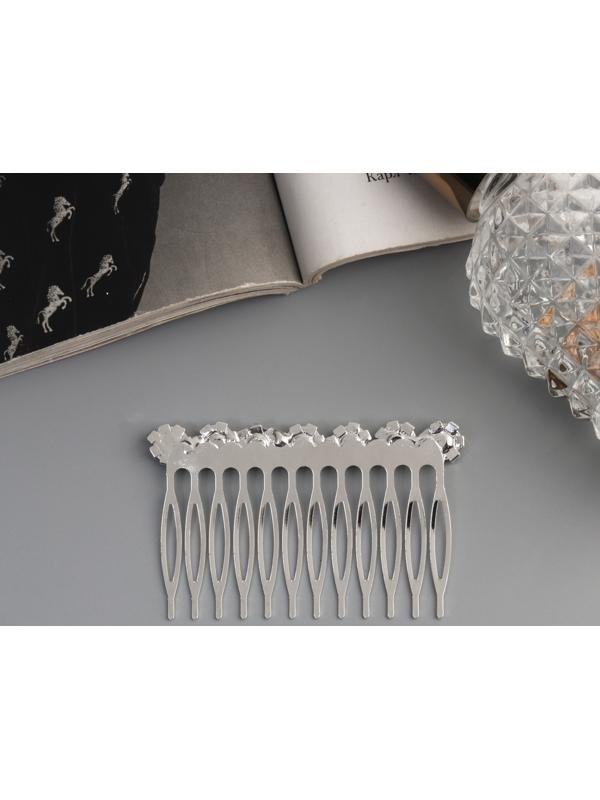 Гребень для волос QF «Медея», цветы, 7×4 см, серебро