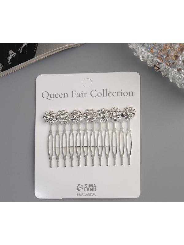 Гребень для волос QF «Медея», цветы, 7×4 см, серебро