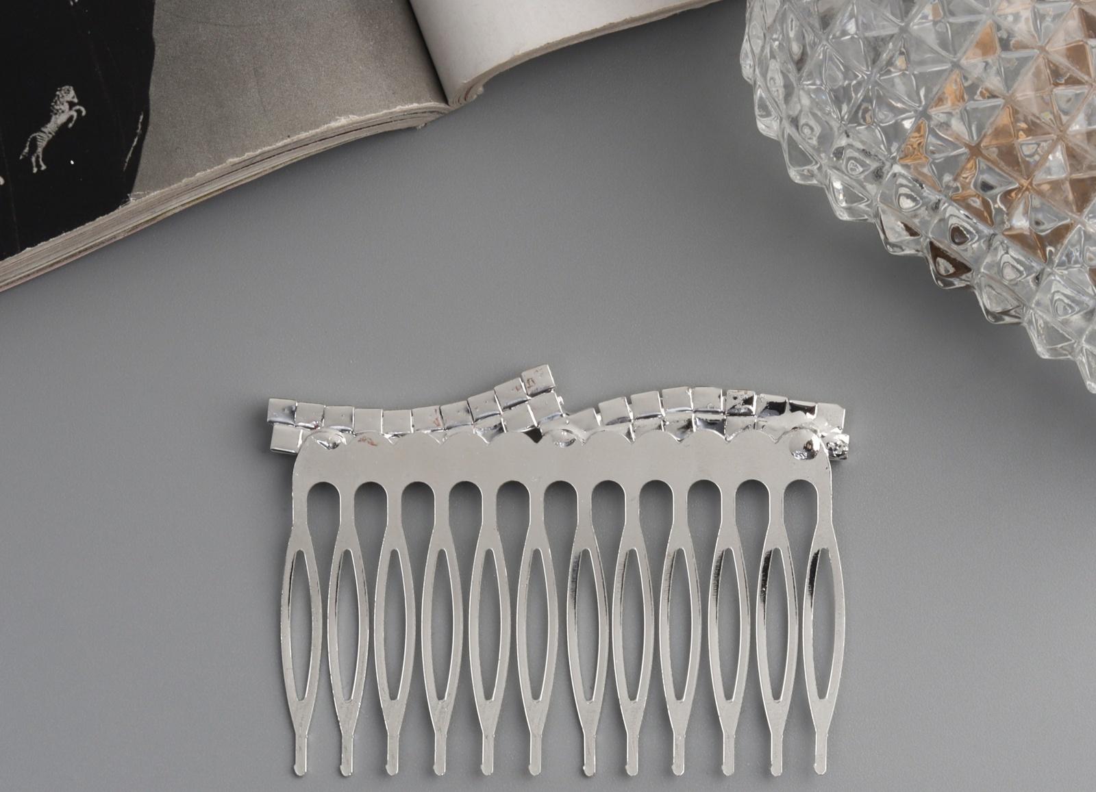 Гребень для волос QF «Медея», волны, 6.5×4 см, серебро