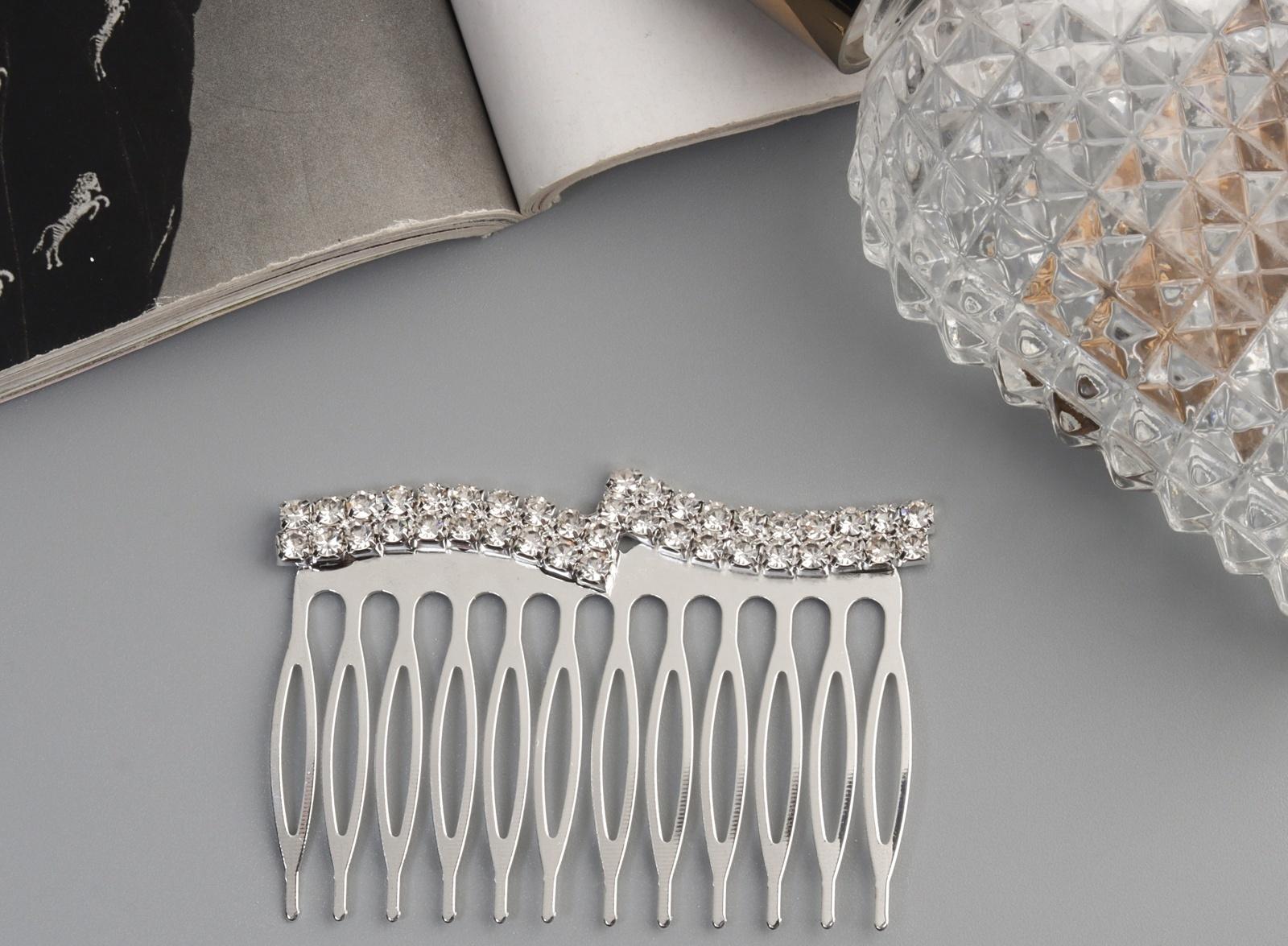 Гребень для волос QF «Медея», волны, 6.5×4 см, серебро