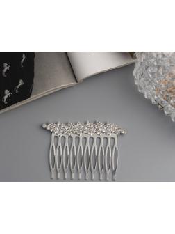 Гребень для волос QF «Медея», полосы диагональ, 6×4.5 см, серебро