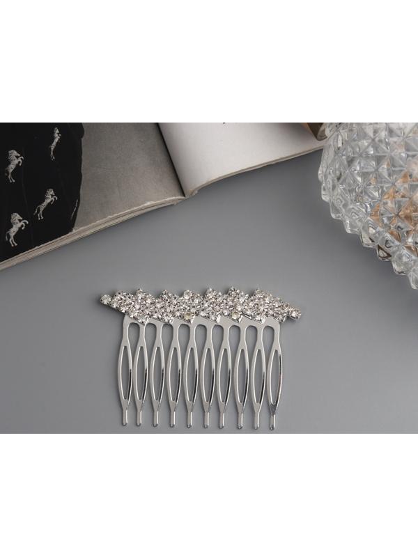 Гребень для волос QF «Медея», полосы диагональ, 6×4.5 см, серебро