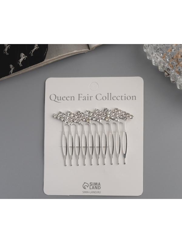 Гребень для волос QF «Медея», полосы диагональ, 6×4.5 см, серебро