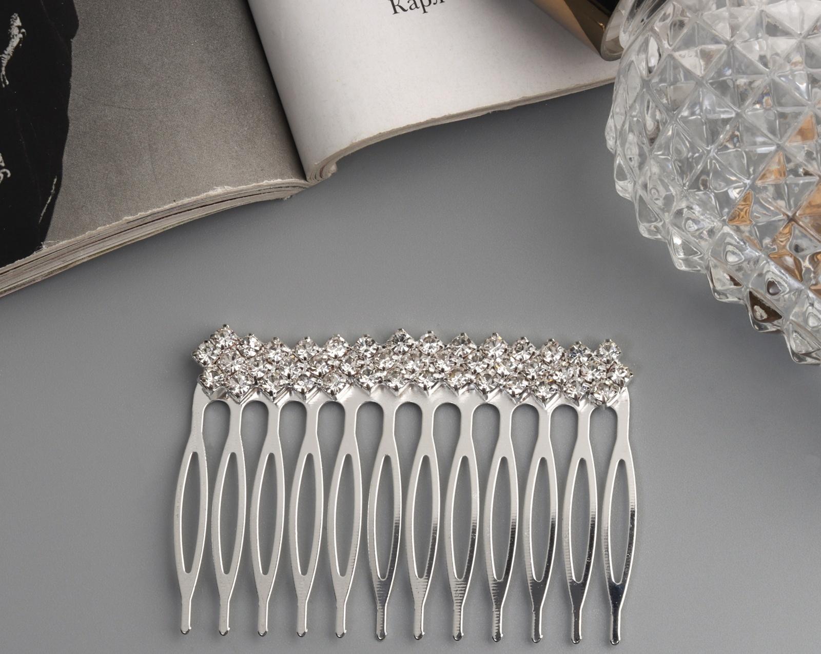 Гребень для волос QF «Медея», геометрия, 6.5×4 см, серебро