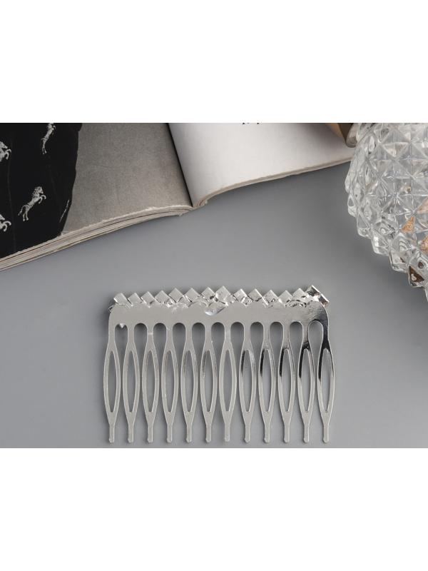 Гребень для волос QF «Медея», геометрия, 6.5×4 см, серебро