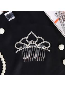 Диадема для волос QF «Медея», сердце грация, 8.5×7 см, серебро