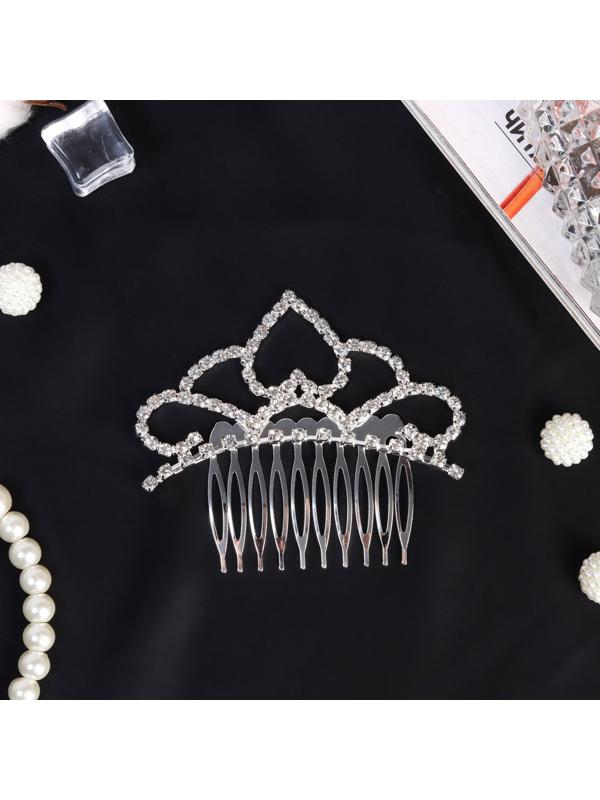 Диадема для волос QF «Медея», сердце грация, 8.5×7 см, серебро