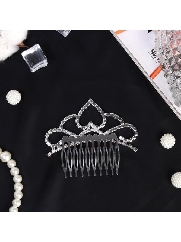 Диадема для волос QF «Медея», сердце грация, 8.5×7 см, серебро