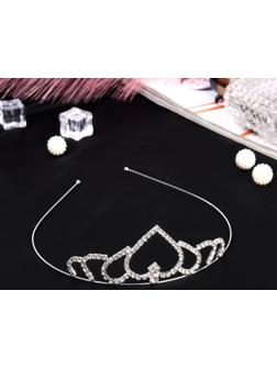 Диадема для волос «Сильва» сердце, 9×3.5 см, серебро