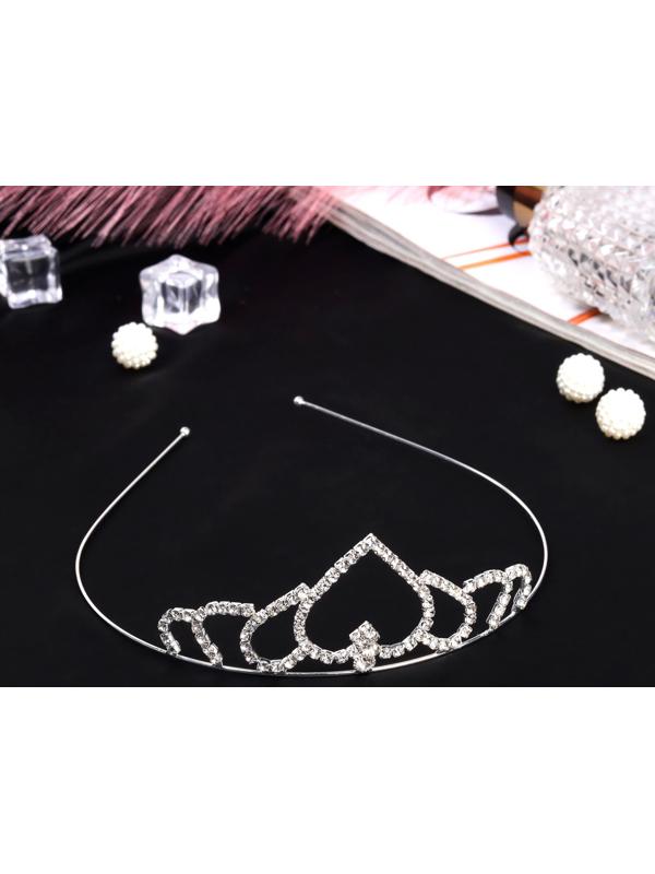 Диадема для волос «Сильва» сердце, 9×3.5 см, серебро