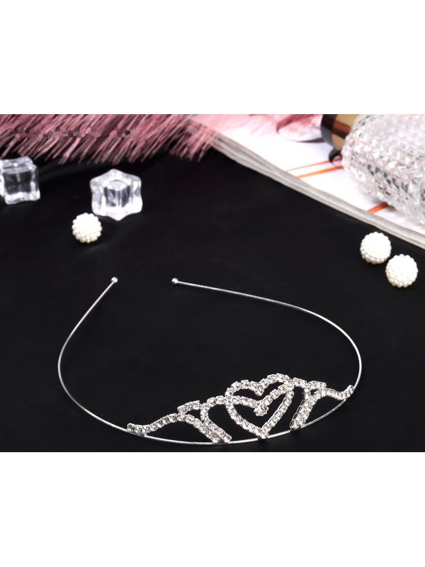 Диадема для волос «Сильва» сердце нежность, 9×2.5 см, серебро