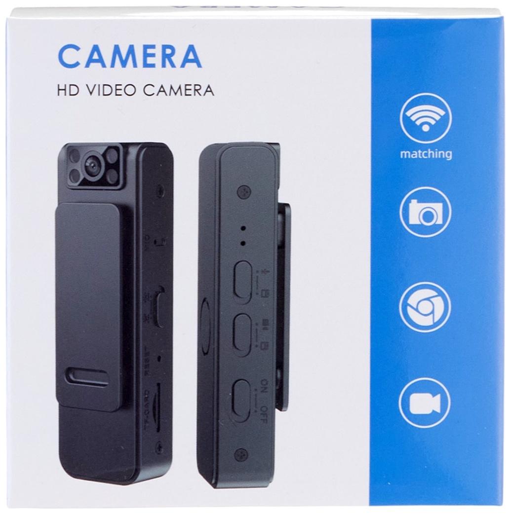 Видеокамера нагрудная CAM-16, 1920х1080, Full HD 1080 p, 2 Мп, Wi-Fi, Bluetooth, микрофон, чёрная