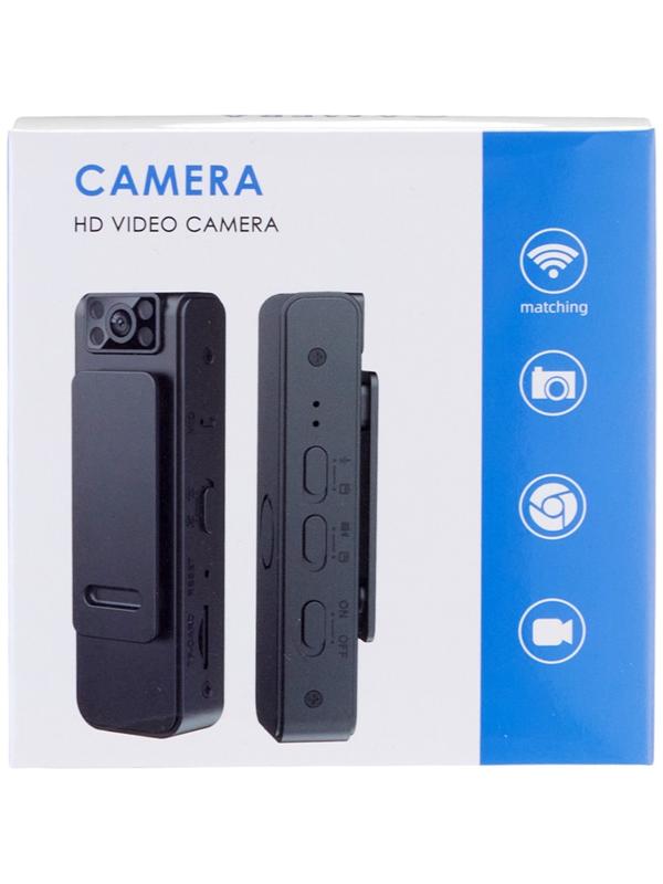 Видеокамера нагрудная CAM-16, 1920х1080, Full HD 1080 p, 2 Мп, Wi-Fi, Bluetooth, микрофон, чёрная