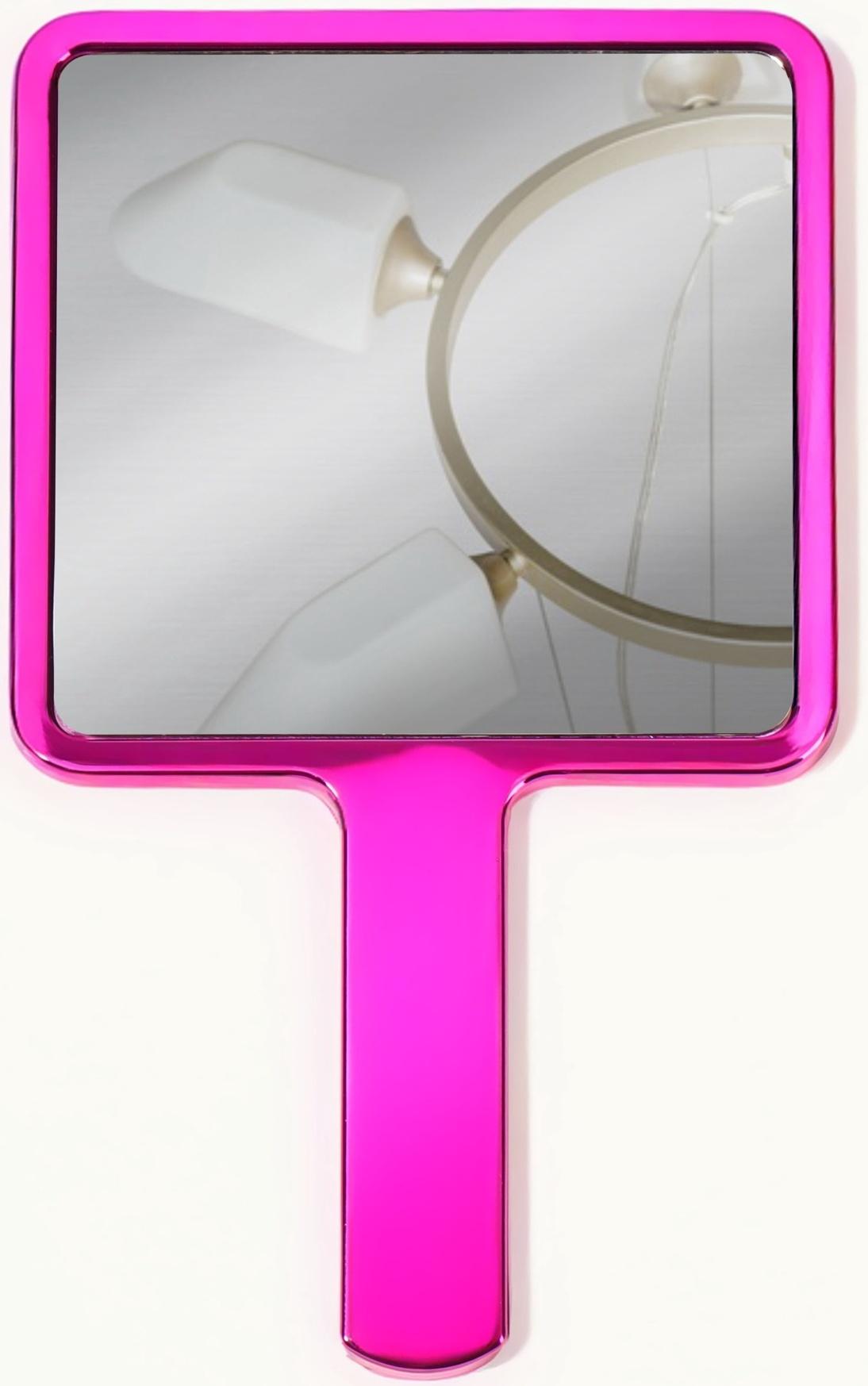 Зеркало с ручкой, 16×9 см, розовое