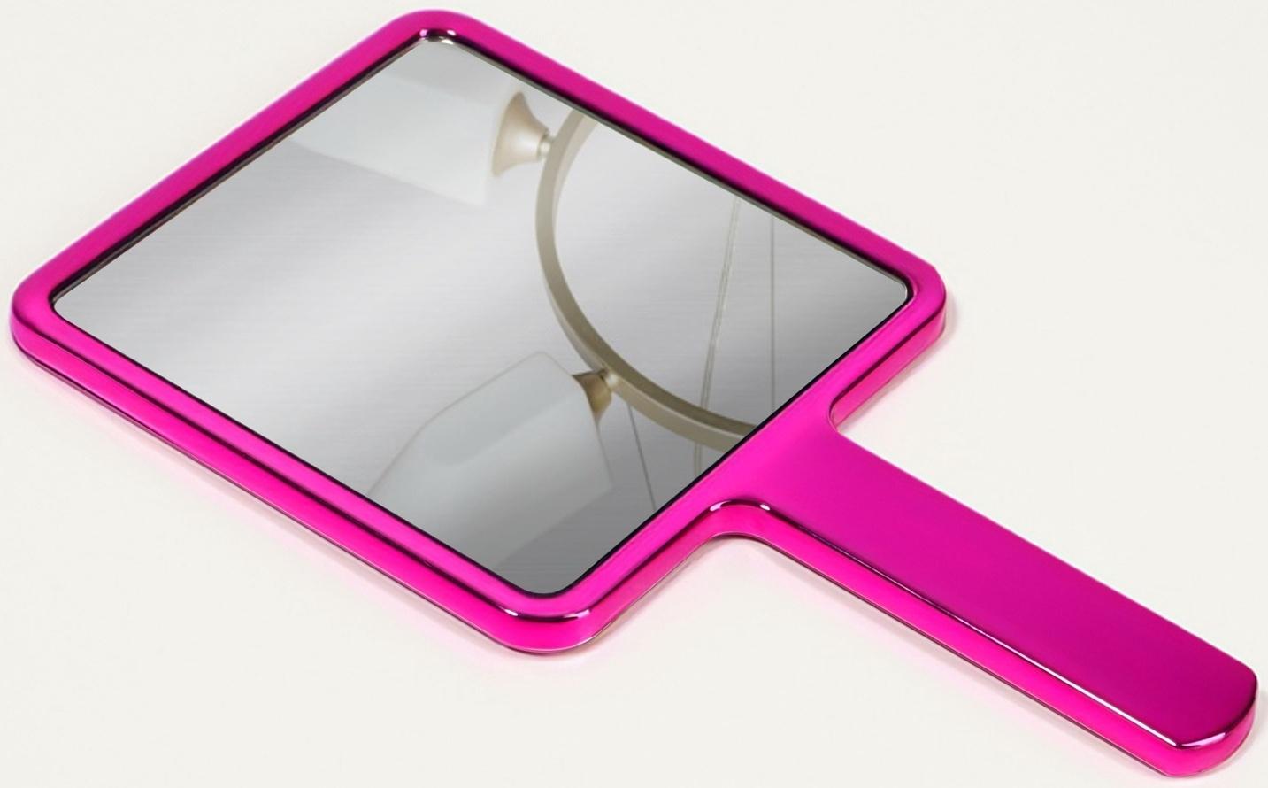 Зеркало с ручкой, 16×9 см, розовое