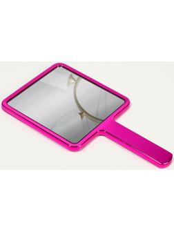 Зеркало с ручкой, 16×9 см, розовое