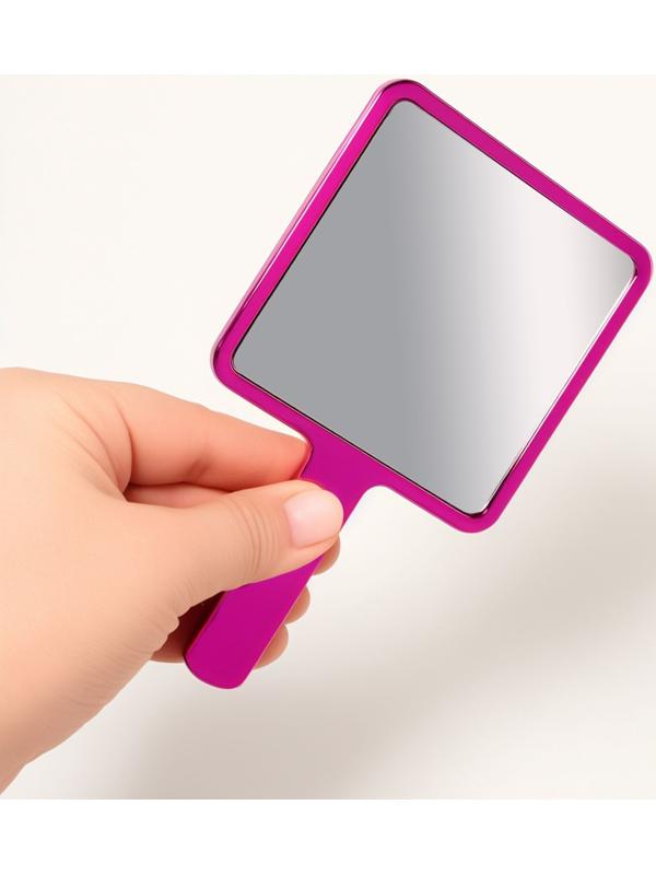 Зеркало с ручкой, 16×9 см, розовое