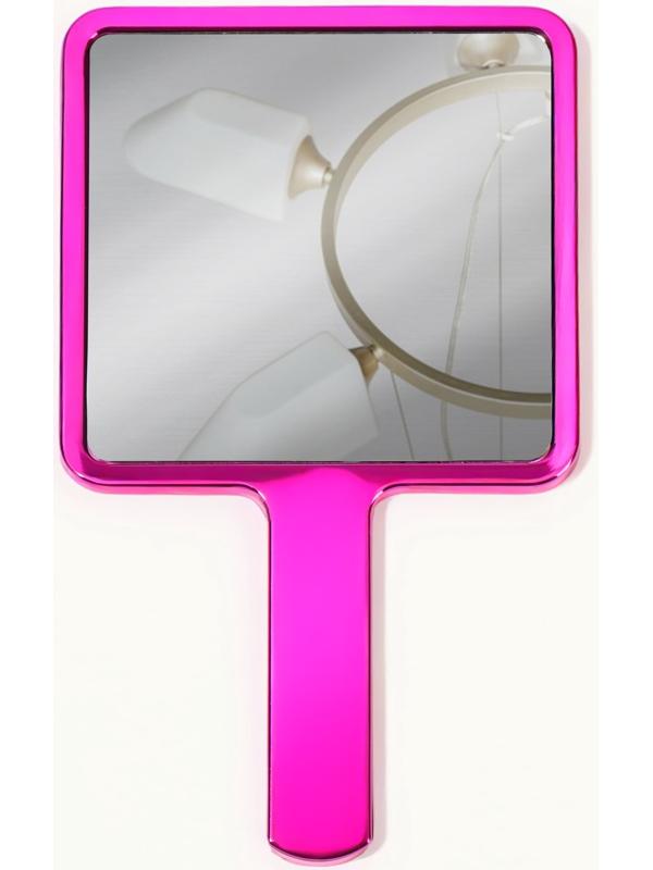 Зеркало с ручкой, 16×9 см, розовое
