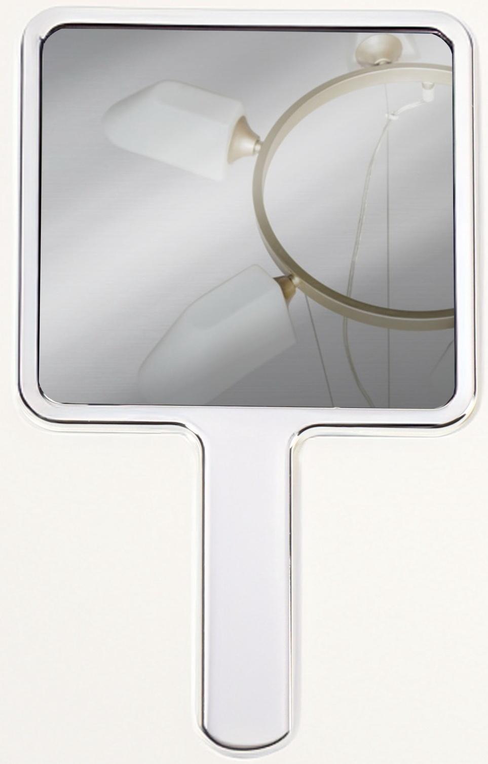 Зеркало с ручкой, 16×9 см, серебристое