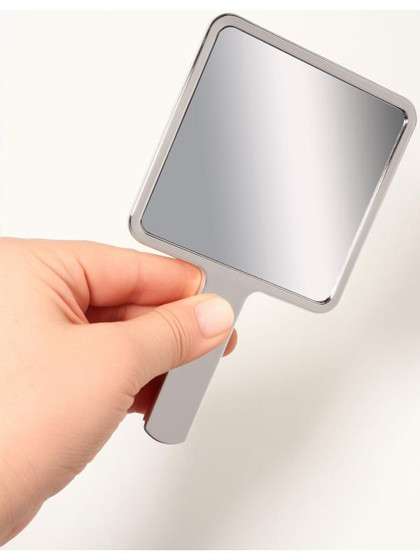 Зеркало с ручкой, 16×9 см, серебристое