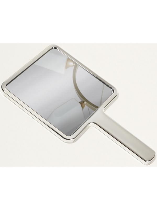 Зеркало с ручкой, 16×9 см, серебристое