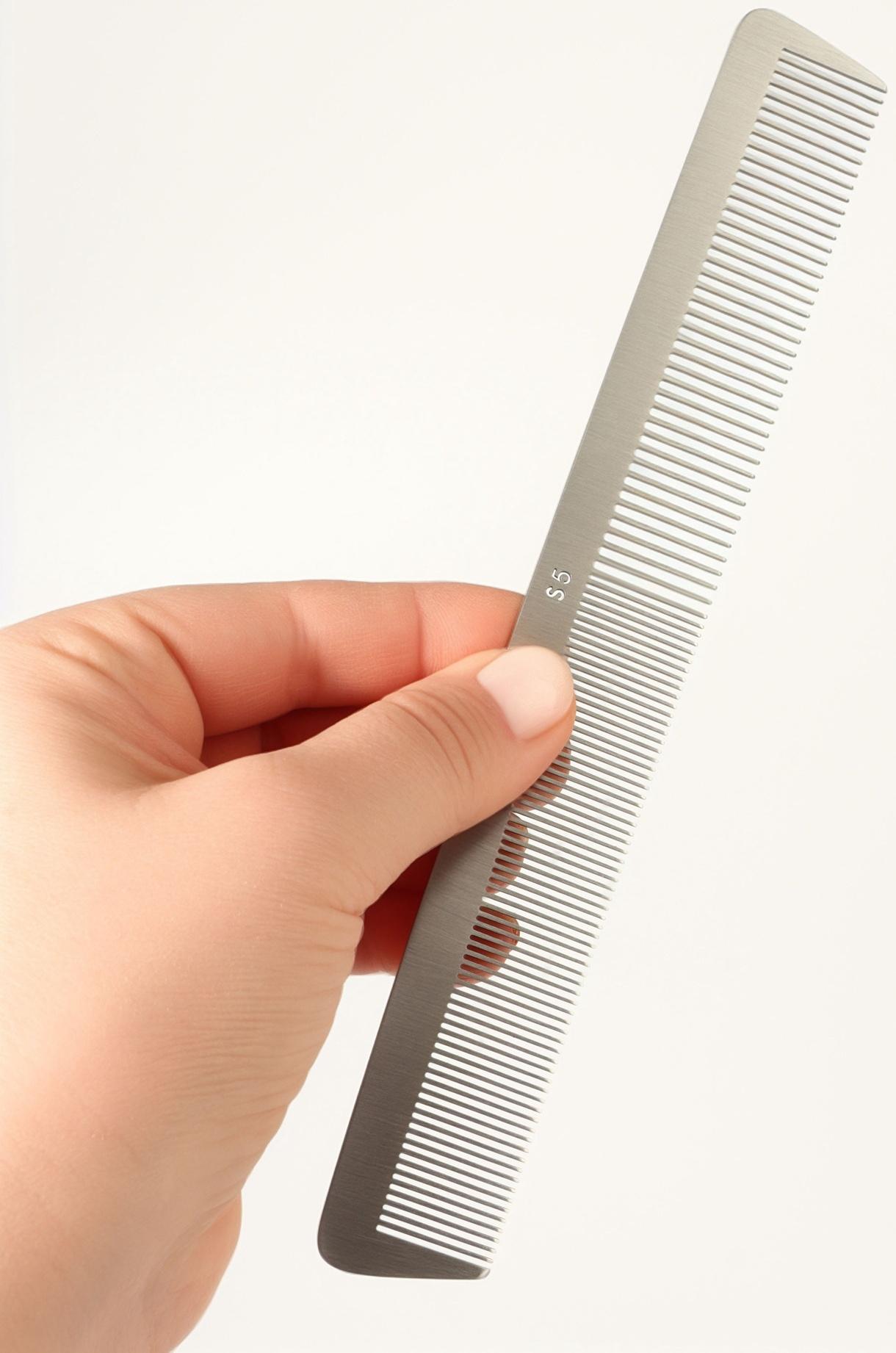 Расчёска комбинированная, металлическая, 21.5×3 см, серебристая