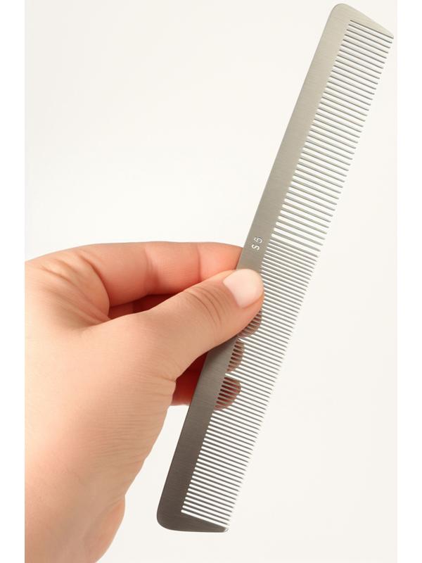 Расчёска комбинированная, металлическая, 21.5×3 см, серебристая