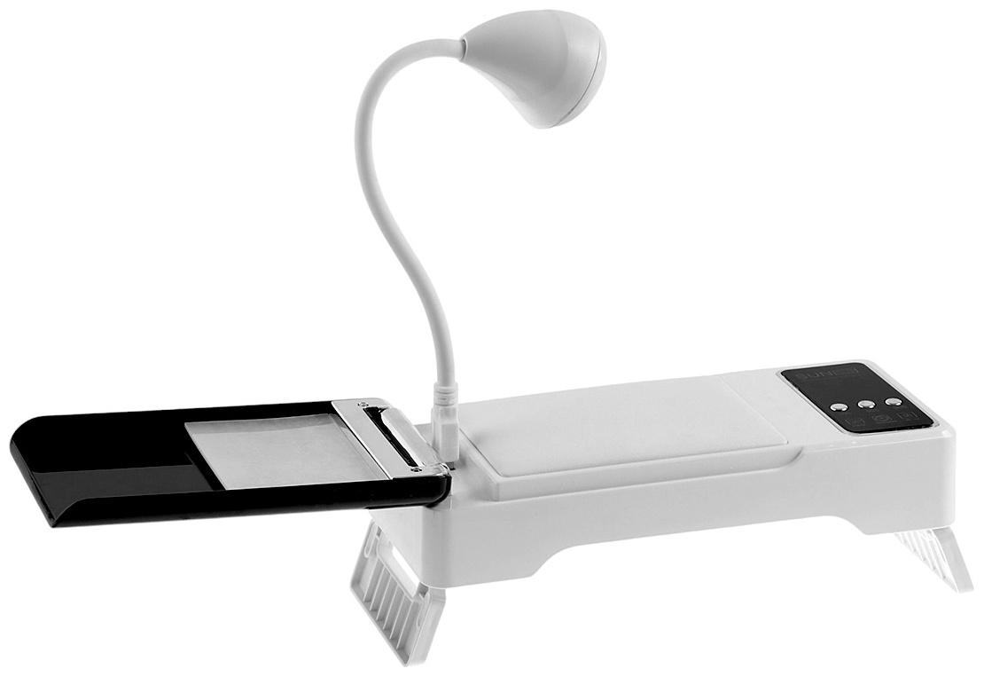 Лампа для маникюра, LED, 24 диода, 72 Вт, USB, складная, с дисплеем, белая