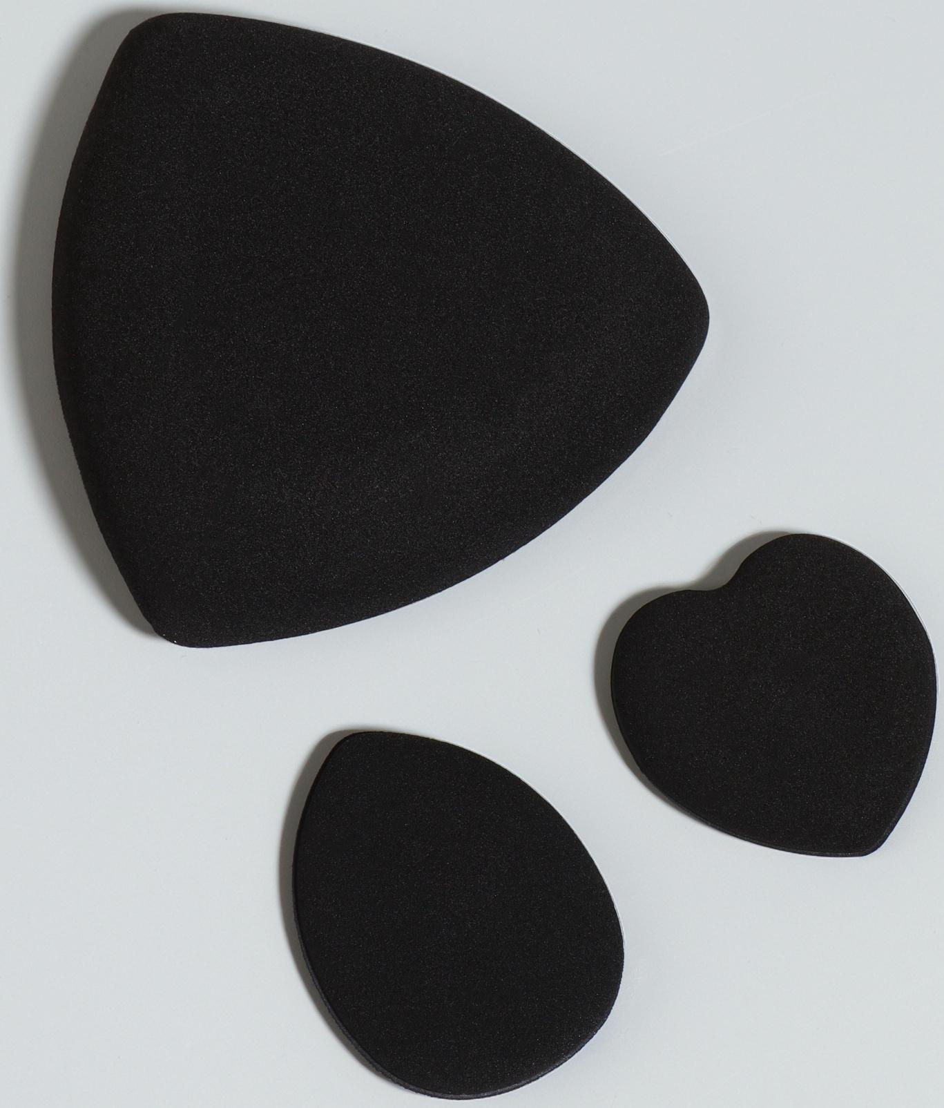 Спонжи для макияжа, в футляре, 3 формы: треугольник, овал, сердце, чёрные