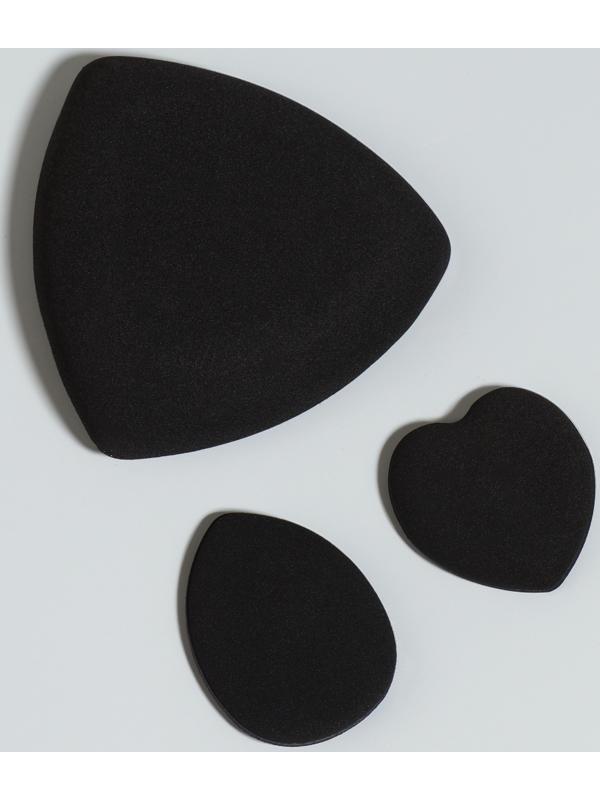 Спонжи для макияжа, в футляре, 3 формы: треугольник, овал, сердце, чёрные